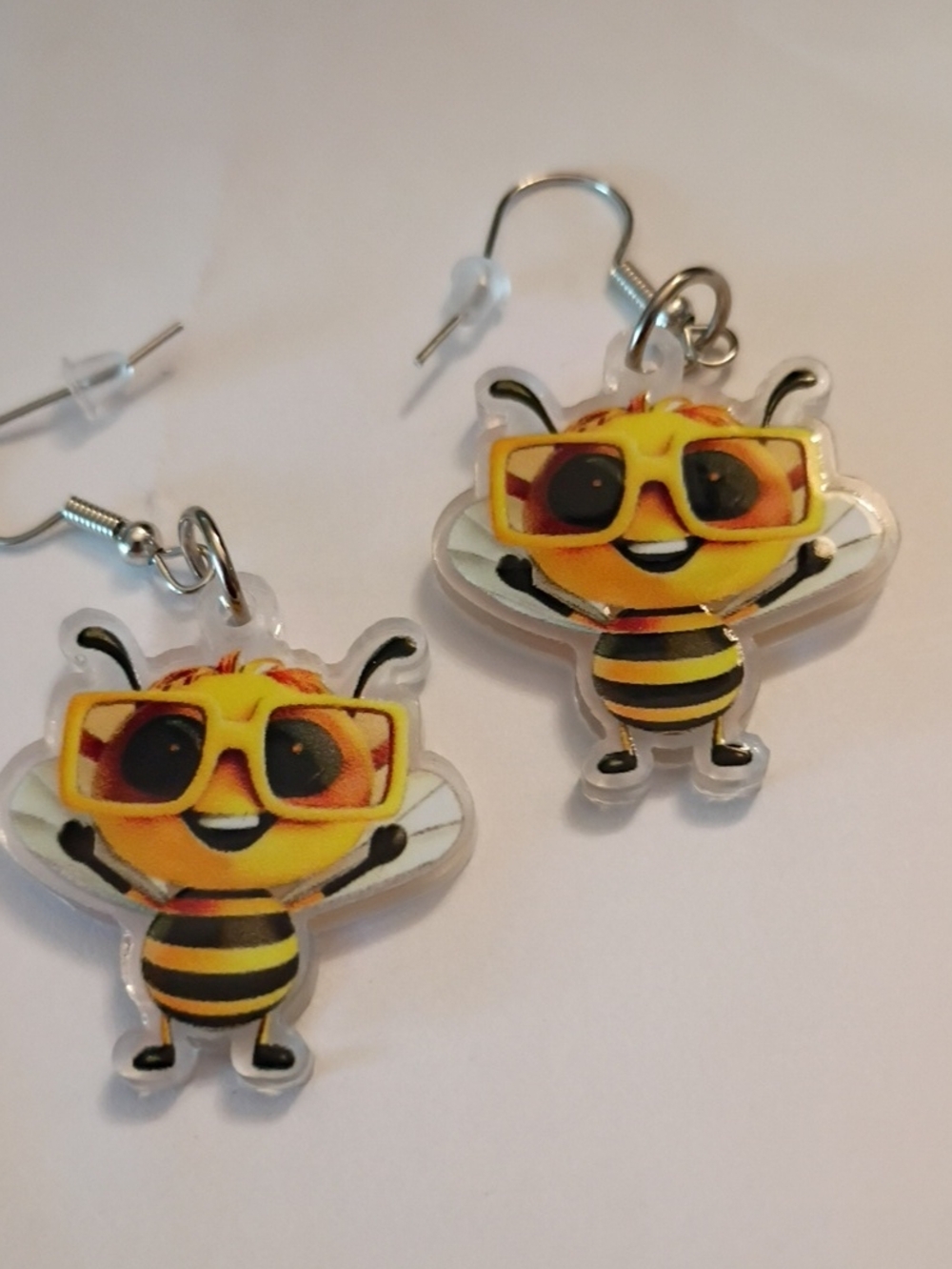 Cute Yellow Bee Dangle Earrings with Sunglasses - Women Jewelry Earrings